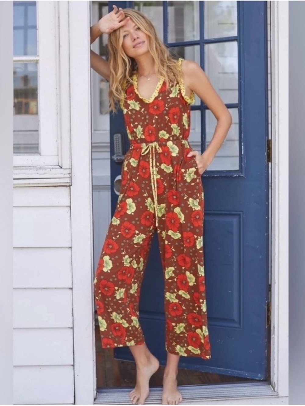 EUC Porridge Anthropologie Floral Jumpsuit Small Petite